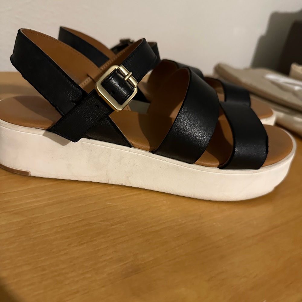 Linea Pelle Black and White Platform Sandals